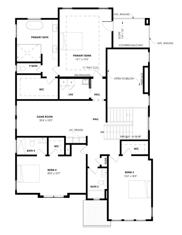 House Plan Design - Floor Plan - Upper Floor for Contemporary House Plan #1129-33 - 4 bed, 4 bath