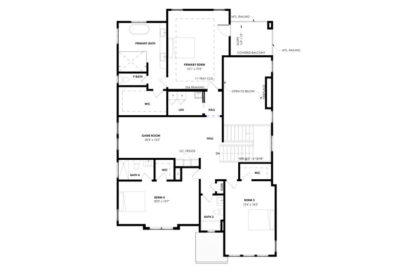 House Plan Design - Floor Plan - Upper Floor for Contemporary House Plan #1129-33 - 4 bed, 4 bath