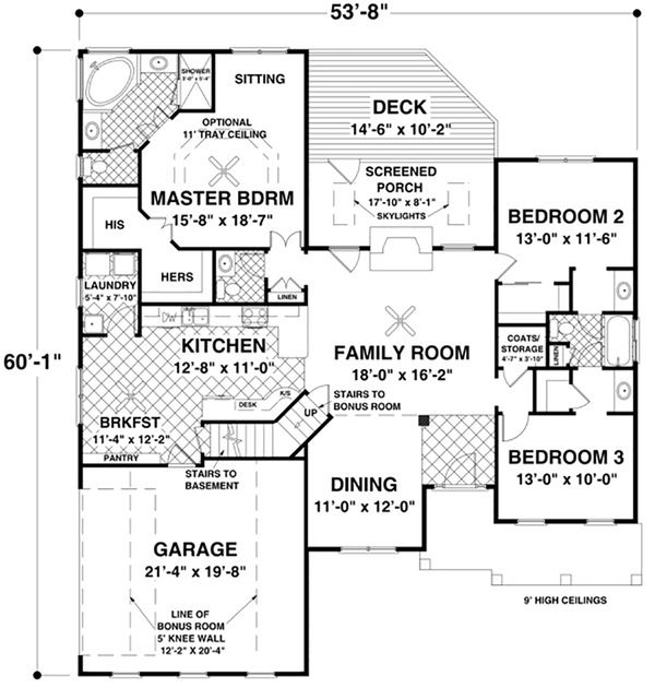 Craftsman Floor Plan - Main Floor Plan #56-634