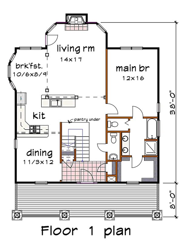 Dream House Plan - Floor Plan - Main Floor for Craftsman House Plan #79-264 - 3 bed, 2.5 bath