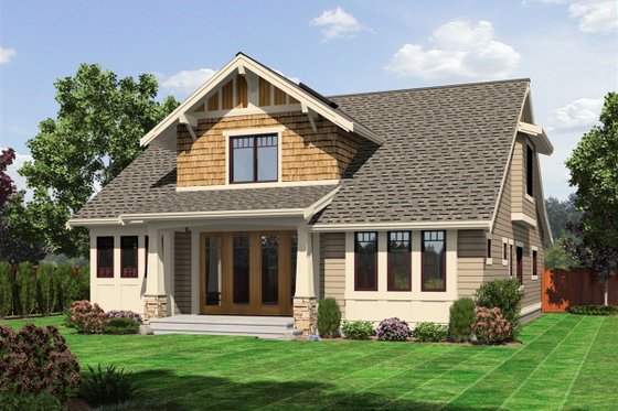 Exterior - Rear Elevation for Craftsman House Plan #132-209 - 3 bed, 2.5 bath