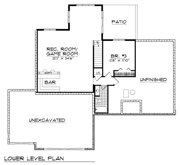 Home Plan - Ranch Floor Plan - Lower Floor Plan #70-173