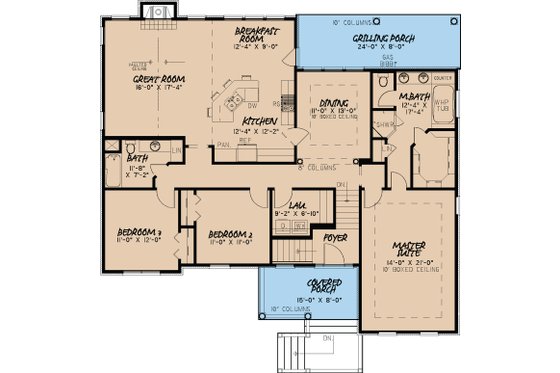Floor Plan - Main Floor for Traditional House Plan #923-26 - 3 bed, 2 bath