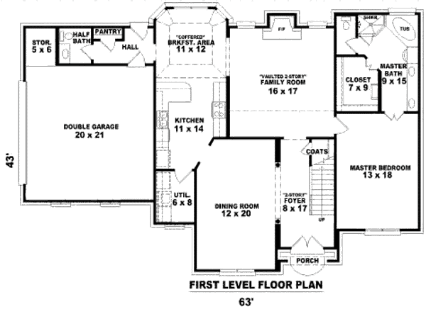 Floor Plan - Main Floor for European House Plan #81-13729 - 4 bed, 2.5 bath