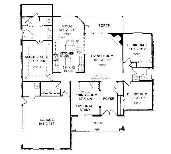 House Blueprint - Traditional Floor Plan - Main Floor Plan #20-176