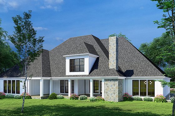 Exterior - Rear Elevation for European House Plan #923-239 - 3 bed, 4.5 bath