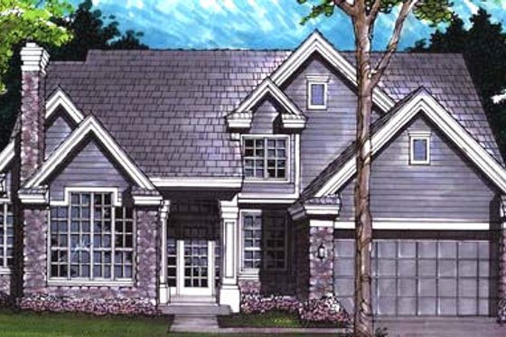 Exterior - Front Elevation for Country House Plan #320-457 - 4 bed, 2.5 bath