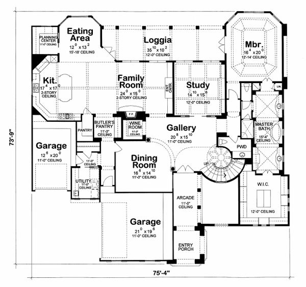 Home Plan - Mediterranean Floor Plan - Main Floor Plan #20-2155