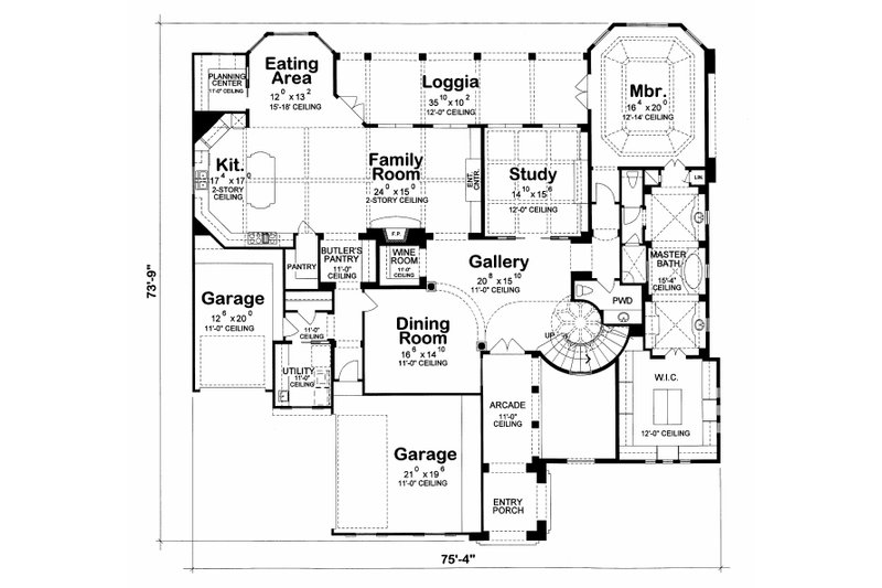 Home Plan - Floor Plan - Main Floor for Mediterranean House Plan #20-2155 - 4 bed, 5 bath