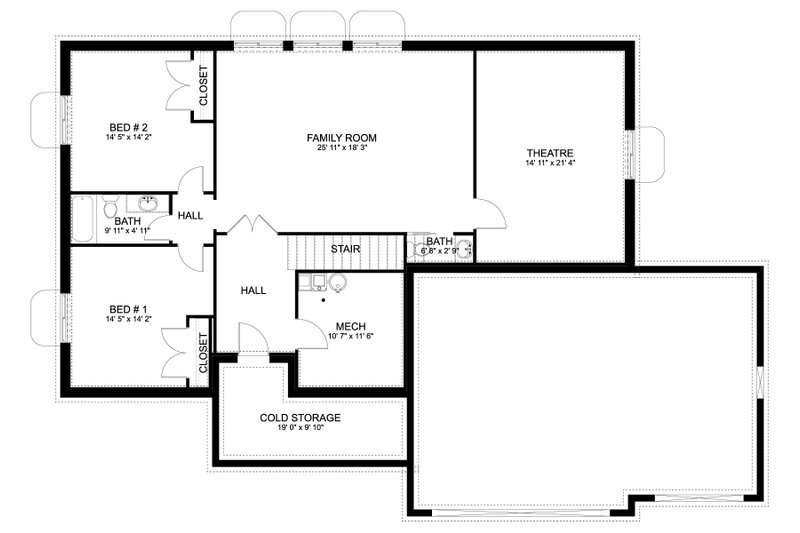 Dream House Plan - Floor Plan - Lower Floor for Traditional House Plan #1060-288 - 4 bed, 2.5 bath