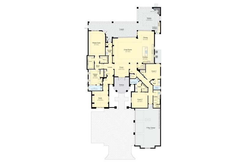 Architectural House Design - Floor Plan - Main Floor for Mediterranean House Plan #930-511 - 3 bed, 3.5 bath
