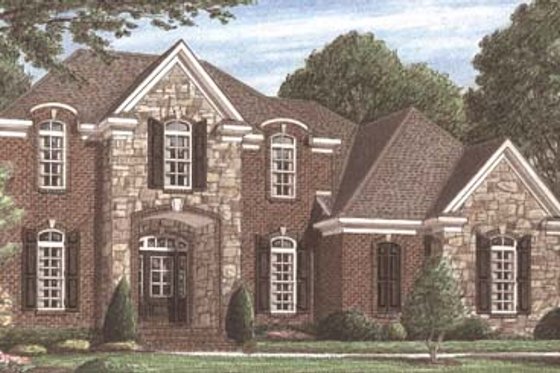 Exterior - Front Elevation for European House Plan #34-149 - 4 bed, 3 bath