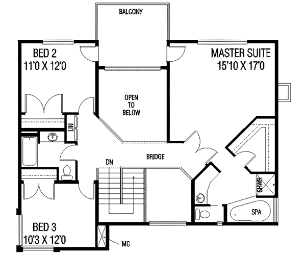 House Blueprint - Mediterranean Floor Plan - Upper Floor Plan #60-119