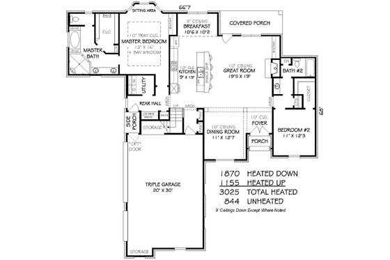 Floor Plan - Main Floor for European House Plan #424-252 - 4 bed, 3 bath