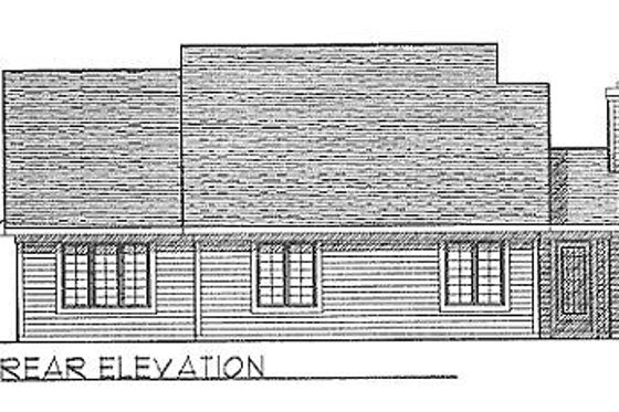 Exterior - Rear Elevation for Traditional House Plan #70-132 - 3 bed, 2 bath