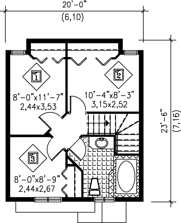 Traditional Floor Plan - Upper Floor Plan #25-2188
