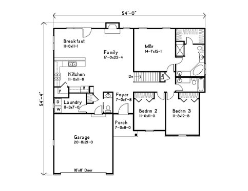 Floor Plan - Main Floor for Ranch House Plan #22-633 - 3 bed, 2.5 bath