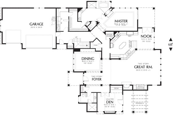 Floor Plan - Main Floor for Craftsman House Plan #48-343 - 3 bed, 4 bath