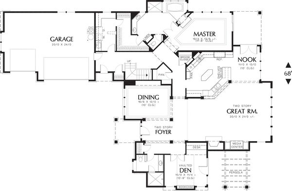 Dream House Plan - Craftsman Floor Plan - Main Floor Plan #48-343