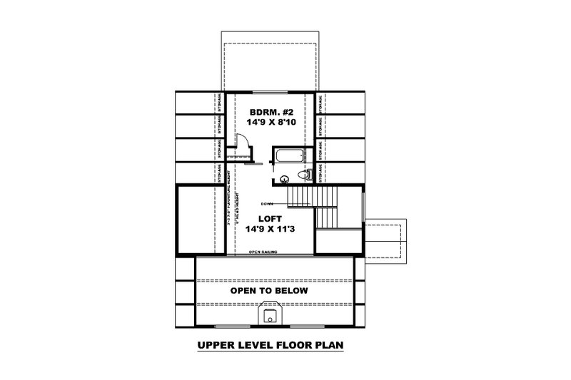 House Design - Floor Plan - Upper Floor for Cabin House Plan #117-1014 - 2 bed, 2 bath
