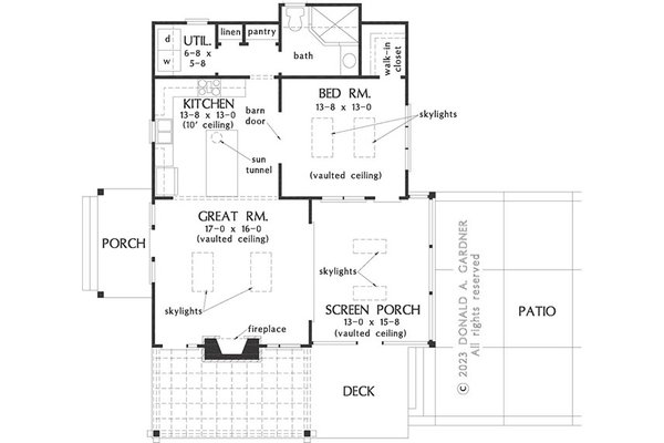 House Design - Floor Plan - Main Floor for Modern House Plan #929-1198 - 1 bed, 1 bath