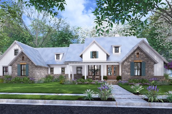 Exterior - Front Elevation 7 for Cottage House Plan #120-290 - 4 bed, 3.5 bath