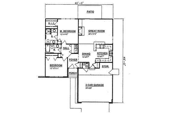 Floor Plan - Main Floor for Traditional House Plan #116-198 - 2 bed, 2 bath