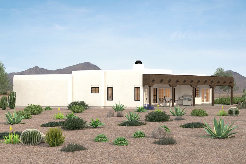 Architectural House Design - Exterior - Rear Elevation for Adobe / Southwestern House Plan #72-127 - 3 bed, 2.5 bath