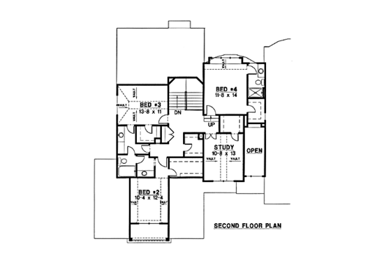 Floor Plan - Upper Floor for Traditional House Plan #67-185 - 4 bed, 4 bath