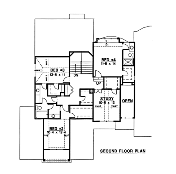 Traditional Floor Plan - Upper Floor Plan #67-185