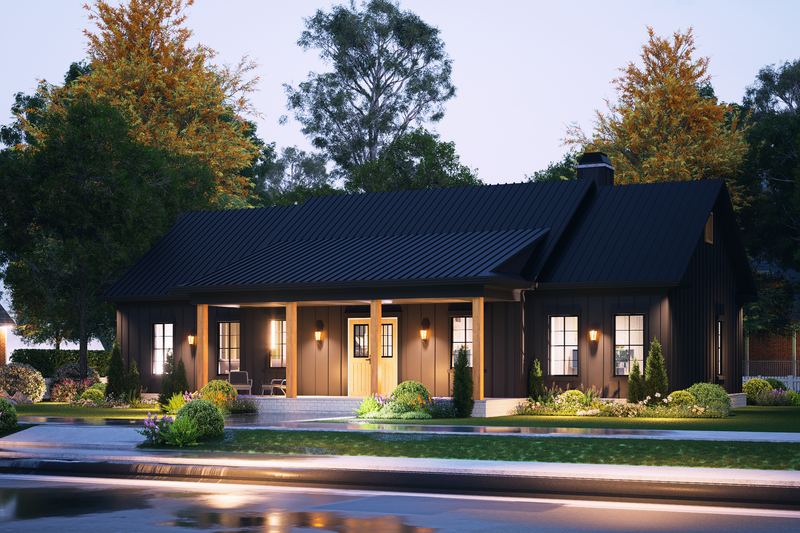 Architectural House Design - Exterior - Front Elevation 4 for Farmhouse House Plan #54-677 - 3 bed, 2 bath