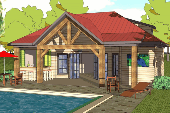Exterior - Front Elevation for Craftsman House Plan #8-144 - 1 bed, 1 bath