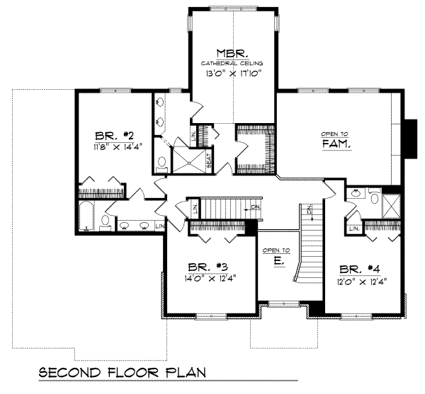 European Floor Plan - Upper Floor Plan #70-501