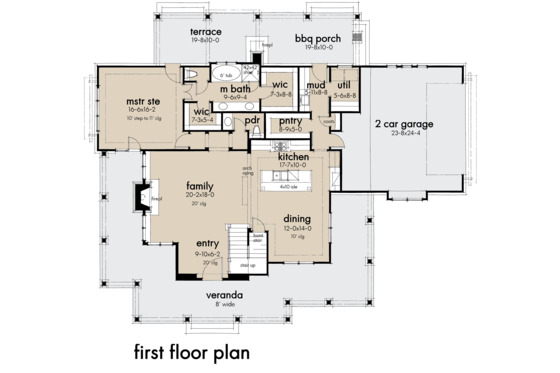 Floor Plan - Main Floor for Farmhouse House Plan #120-261 - 3 bed, 2.5 bath