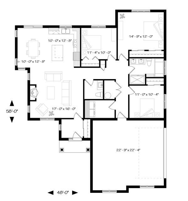House Plan Design - Ranch Floor Plan - Main Floor Plan #23-2657