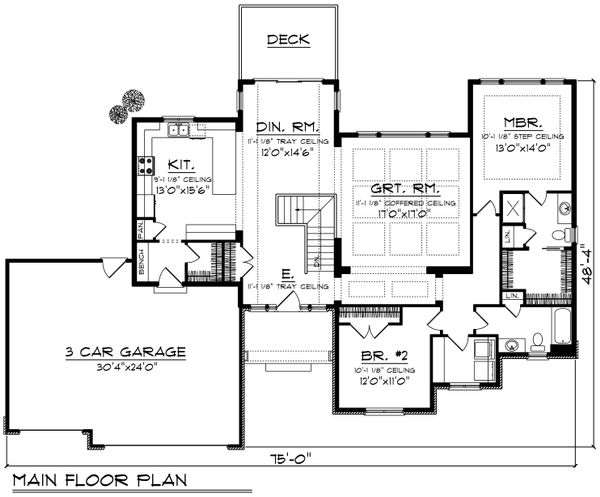 Architectural House Design - Ranch Floor Plan - Main Floor Plan #70-1193