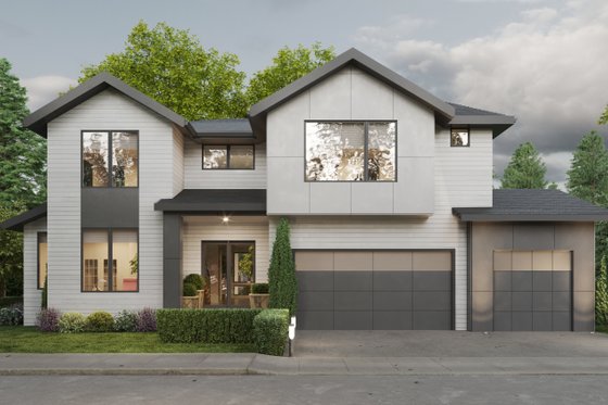 3 Car Garage House Plan with Clean Lines
