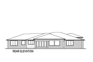 Exterior - Rear Elevation for Prairie House Plan #569-67 - 4 bed, 3.5 bath