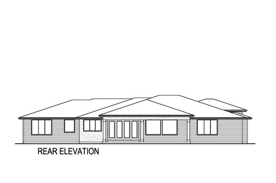 Exterior - Rear Elevation for Prairie House Plan #569-67 - 4 bed, 3.5 bath