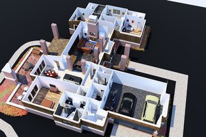 Exterior - Front Elevation 3 for Prairie House Plan #923-164 - 4 bed, 3.5 bath