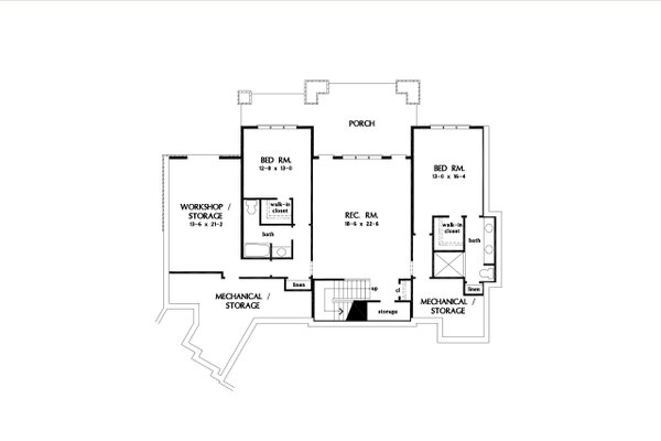 House Blueprint - Craftsman Floor Plan - Lower Floor Plan #929-1178