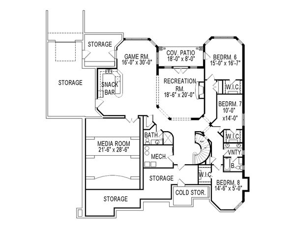 House Design - European Floor Plan - Lower Floor Plan #920-61