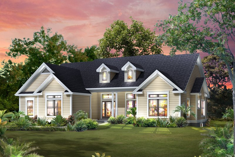 Architectural House Design - Traditional Exterior - Front Elevation Plan #57-613