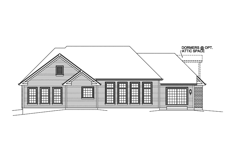 Home Plan - Exterior - Rear Elevation for Ranch House Plan #57-621 - 3 bed, 3.5 bath