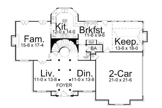 Floor Plan - Main Floor for European House Plan #119-326 - 4 bed, 3.5 bath