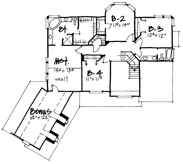 Traditional Floor Plan - Upper Floor Plan #308-239