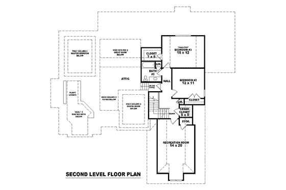 Floor Plan - Upper Floor for European House Plan #81-1578 - 3 bed, 3 bath