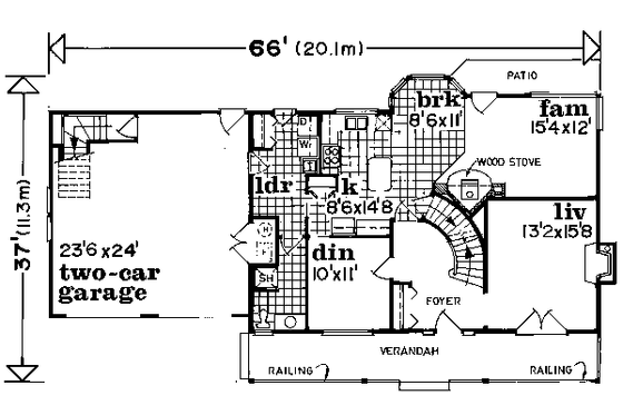 Floor Plan - Main Floor for Country House Plan #47-591 - 5 bed, 3 bath