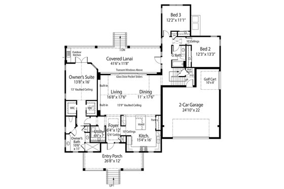 Floor Plan - Main Floor for Cottage House Plan #938-87 - 4 bed, 3 bath