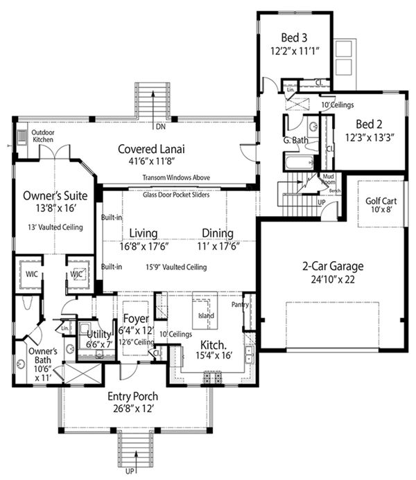 Cottage Floor Plan - Main Floor Plan #938-87